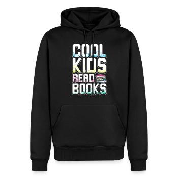 Les enfants cool lisent des livres - Sweat à capuche Premium bio Homme - noir - Devant - Nico (187cm)