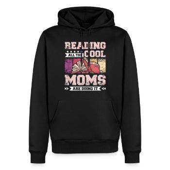 Maman mère lisant des livres - Sweat à capuche Premium bio Homme - noir - Devant - Nico (187cm)