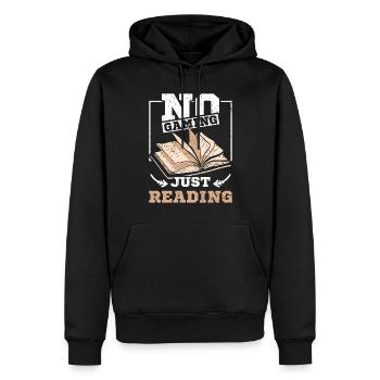 Pas de jeu juste en lisant - Sweat à capuche Premium bio Homme - noir - Devant - Nico (187cm)