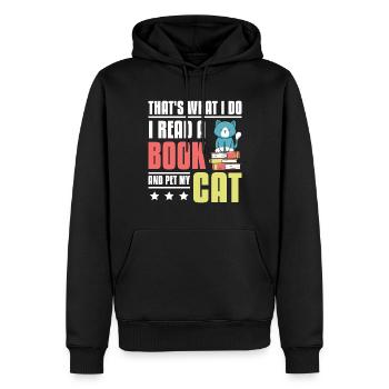 Lisez un livre et caressez mon chat - Sweat à capuche Premium bio Homme - noir - Devant - Nico (187cm)