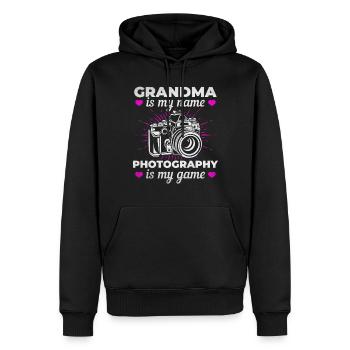 Oma ist mein Name Fotografie ist mein - Männer Premium Bio Hoodie - Schwarz - Vorne - Nico (187cm)