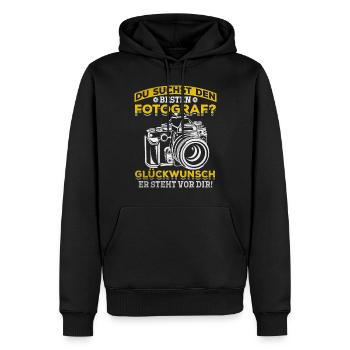 Fotografen Kamera Fotografie - Du suchst den - Männer Premium Bio Hoodie - Schwarz - Vorne - Nico (187cm)