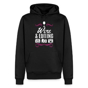 Fotografie Wein & Schnitt Foto Kamerafotograf - Männer Premium Bio Hoodie - Schwarz - Vorne - Nico (187cm)
