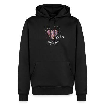 Pflege mit Herz Geschenk für die Pflegerin - Männer Premium Bio Hoodie - Schwarz - Vorne - Nico (187cm)