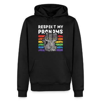 Respectez mes pronoms Rainbow Lgbtq Pride Cats - Sweat à capuche Premium bio Homme - noir - Devant - Nico (187cm)