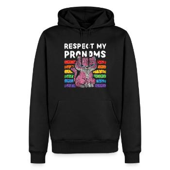 Respectez mes pronoms Kitten Gay Transgender Pride - Sweat à capuche Premium bio Homme - noir - Devant - Nico (187cm)