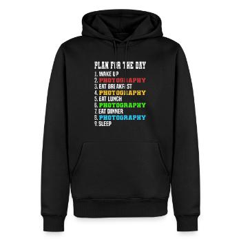 Plan du photographe pour la journée - Sweat à capuche Premium bio Homme - noir - Devant - Nico (187cm)