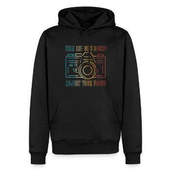 When life becomes blurry, fit your - Men’s Premium Organic Hoodie - black - Front - Nico (187cm)