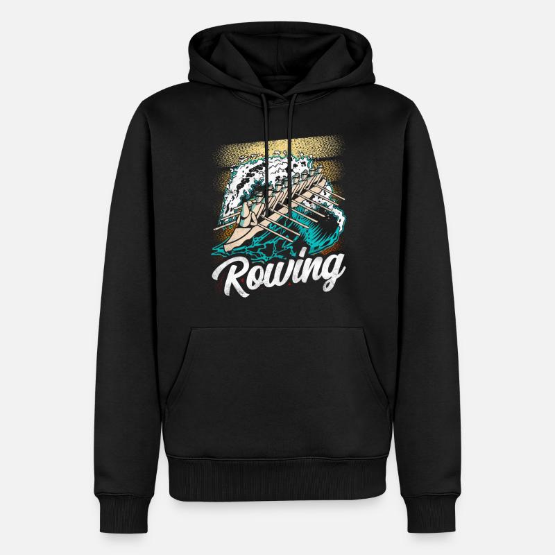 Aviron Aviron Aviron Bateau Aviron - Sweat à capuche Premium bio Homme - noir
