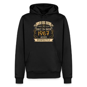 Birthday Legends est né en décembre 1987 - Sweat à capuche Premium bio Homme - noir - Devant - Nico (187cm)