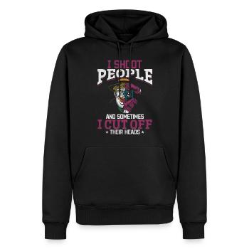 I shoot people, sometimes I cut - Men’s Premium Organic Hoodie - black - Front - Nico (187cm)