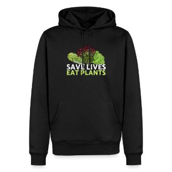 Save Lives Eat Plants Animal Rescue Animal Rights - Männer Premium Bio Hoodie - Schwarz - Vorne - Nico (187cm)