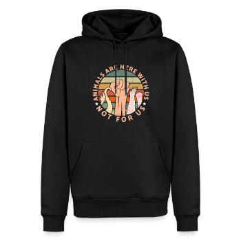 Les animaux sont ici avec nous Pas pour nous Droits des animaux - Sweat à capuche Premium bio Homme - noir - Devant - Nico (187cm)