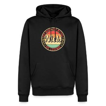 Niels Der Mann Der Mythos Die Legende - Männer Premium Bio Hoodie - Schwarz - Vorne - Nico (187cm)