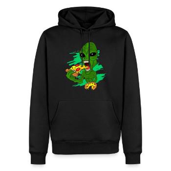 Alien Pizza - Männer Premium Bio Hoodie - Schwarz - Vorne - Nico (187cm)