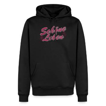 SCHÖNE LEBEN - Männer Premium Bio Hoodie - Schwarz - Vorne - Nico (187cm)