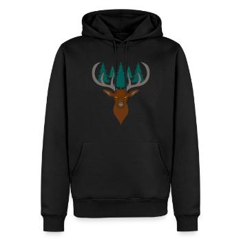 Red deer antlers with deer antlers - Men’s Premium Organic Hoodie - black - Front - Nico (187cm)
