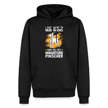 Coup de Pinscher nain et lecture de Pinscher - Sweat à capuche Premium bio Homme - noir - Devant - Nico (187cm)