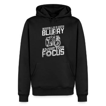 Wenn das Leben verschwommen wird, passen Sie Ihren - Männer Premium Bio Hoodie - Schwarz - Vorne - Nico (187cm)