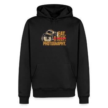 Fotograf Foto Kamera Foto Essen Schlafen - Männer Premium Bio Hoodie - Schwarz - Vorne - Nico (187cm)