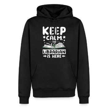 Keep calm the librarian is here - Men’s Premium Organic Hoodie - black - Front - Nico (187cm)