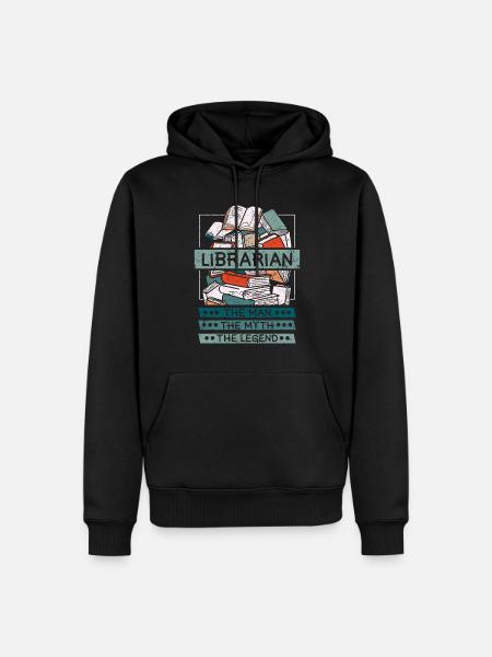 Librarian man myth legend - Men’s Premium Organic Hoodie - black
