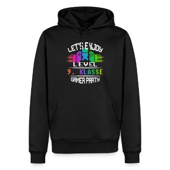 Level 9. KLASSE keep calm and game on - Männer Premium Bio Hoodie - Schwarz - Vorne - Nico (187cm)