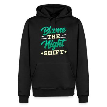 Le blâme est l’équipe de nuit qui dit l’équipe de jour - Sweat à capuche Premium bio Homme - noir - Devant - Nico (187cm)