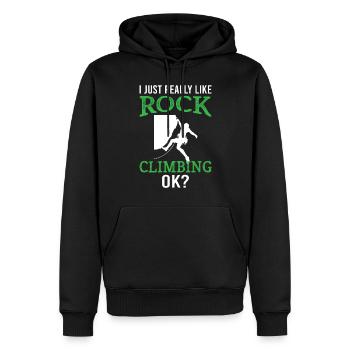 Bloc - J’aime vraiment l’escalade ok - Sweat à capuche Premium bio Homme - noir - Devant - Nico (187cm)
