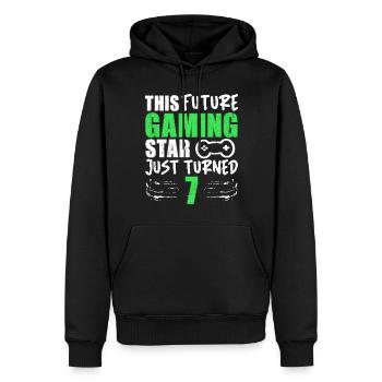 Joueur Gamer Gaming Drôle Dire 7ème Anniversaire - Sweat à capuche Premium bio Homme - noir - Devant - Nico (187cm)