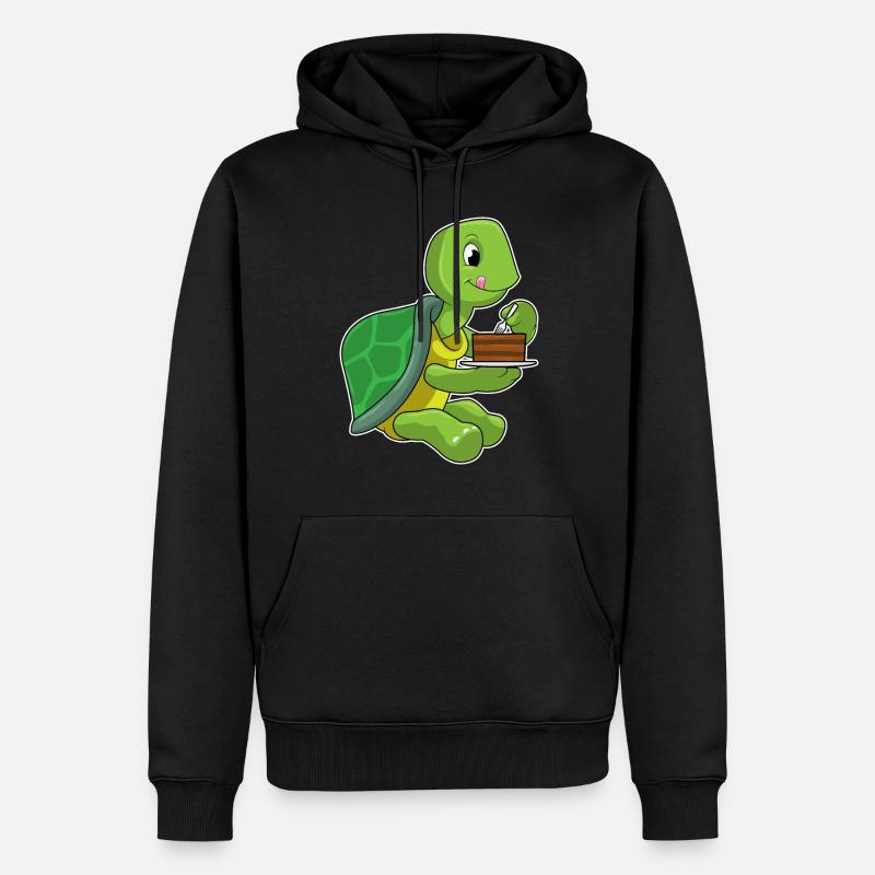 Tortue avec gâteau - Sweat à capuche Premium bio Homme - noir