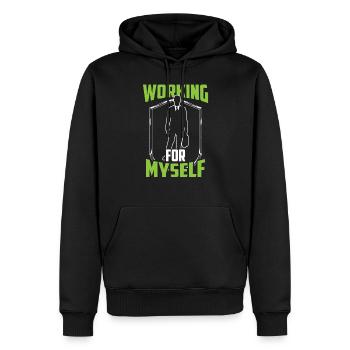 Für Mich Selbst Arbeiten CEO Unternehmer Gründer - Männer Premium Bio Hoodie - Schwarz - Vorne - Nico (187cm)