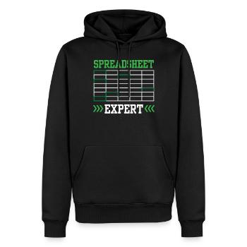 Table de travail Spreadsheet Expert Accountant - Sweat à capuche Premium bio Homme - noir - Devant - Nico (187cm)