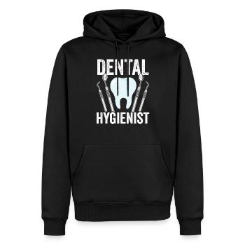 Équipe d’hygiénistes dentaires Dentiste hygiéniste dentaire - Sweat à capuche Premium bio Homme - noir - Devant - Nico (187cm)