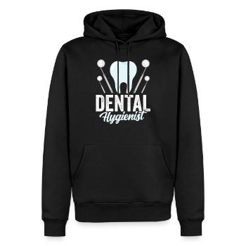 Équipe d’hygiénistes dentaires Dentiste hygiéniste dentaire - Sweat à capuche Premium bio Homme - noir - Devant - Nico (187cm)