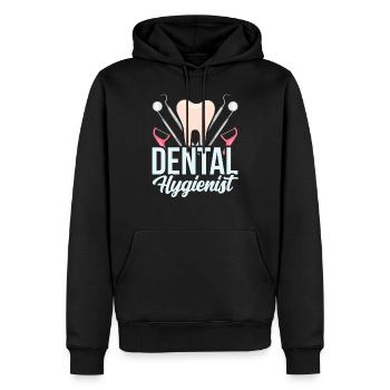 Hygiénistes dentaires Équipe d’hygiène dentaire Dentiste - Sweat à capuche Premium bio Homme - noir - Devant - Nico (187cm)
