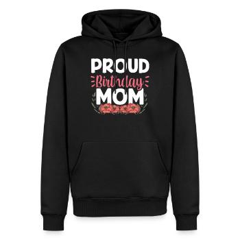 Fier anniversaire Maman MamanMon anniversaire Mère - Sweat à capuche Premium bio Homme - noir - Devant - Nico (187cm)