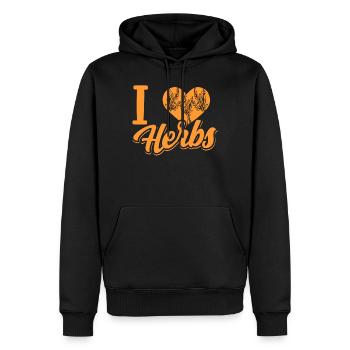 J’adore les herbes herbes herbes aromatiques jardin d’herbes aromatiques - Sweat à capuche Premium bio Homme - noir - Devant - Nico (187cm)