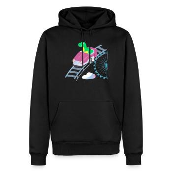 Roller Coaster T Rex Dinosaur - Men’s Premium Organic Hoodie - black - Front - Nico (187cm)