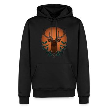 Red deer antlers with deer antlers - Men’s Premium Organic Hoodie - black - Front - Nico (187cm)