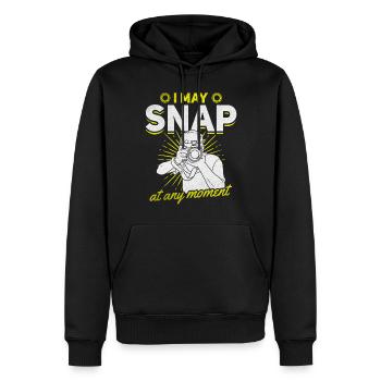 Photographe : Je peux prendre des photos à tout moment - Sweat à capuche Premium bio Homme - noir - Devant - Nico (187cm)
