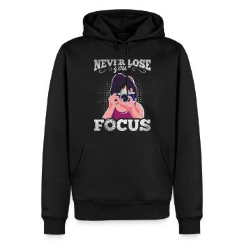 Photography never loses focus Photographer - Men’s Premium Organic Hoodie - black - Front - Nico (187cm)