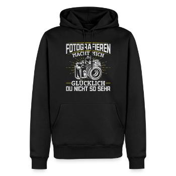 Fotografie macht mich glücklich Du nicht so sehr - Männer Premium Bio Hoodie - Schwarz - Vorne - Nico (187cm)