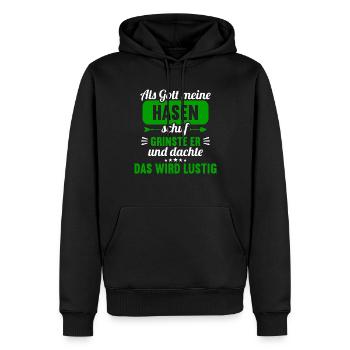 Als Gott meine Hasen schuf das wird lustig Hase - Männer Premium Bio Hoodie - Schwarz - Vorne - Nico (187cm)