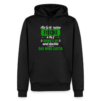 Als Gott meine Fische schuf das wird lustig Fisch - Männer Premium Bio Hoodie - Schwarz - Vorne - Nico (187cm)