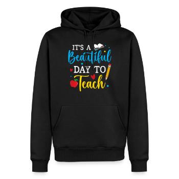 Enseignant C’est une belle journée pour enseigner - Sweat à capuche Premium bio Homme - noir - Devant - Nico (187cm)