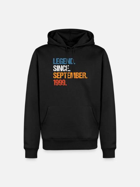 Légende depuis septembre 1999 Anniversaire - Sweat à capuche Premium bio Homme - noir