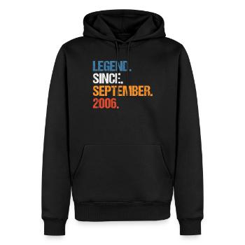 Légende depuis septembre 2006 Anniversaire - Sweat à capuche Premium bio Homme - noir - Devant - Nico (187cm)