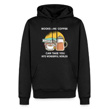 Buch lesen Kaffee trinken - Männer Premium Bio Hoodie - Schwarz - Vorne - Nico (187cm)
