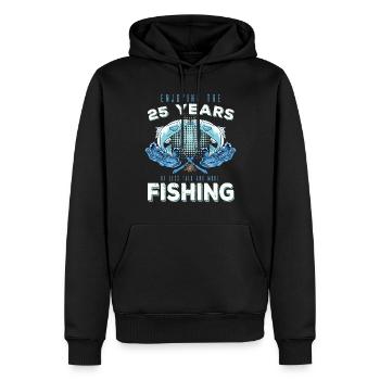 Fischergeburtstag 25 Angeln 25ter Angler - Männer Premium Bio Hoodie - Schwarz - Vorne - Nico (187cm)